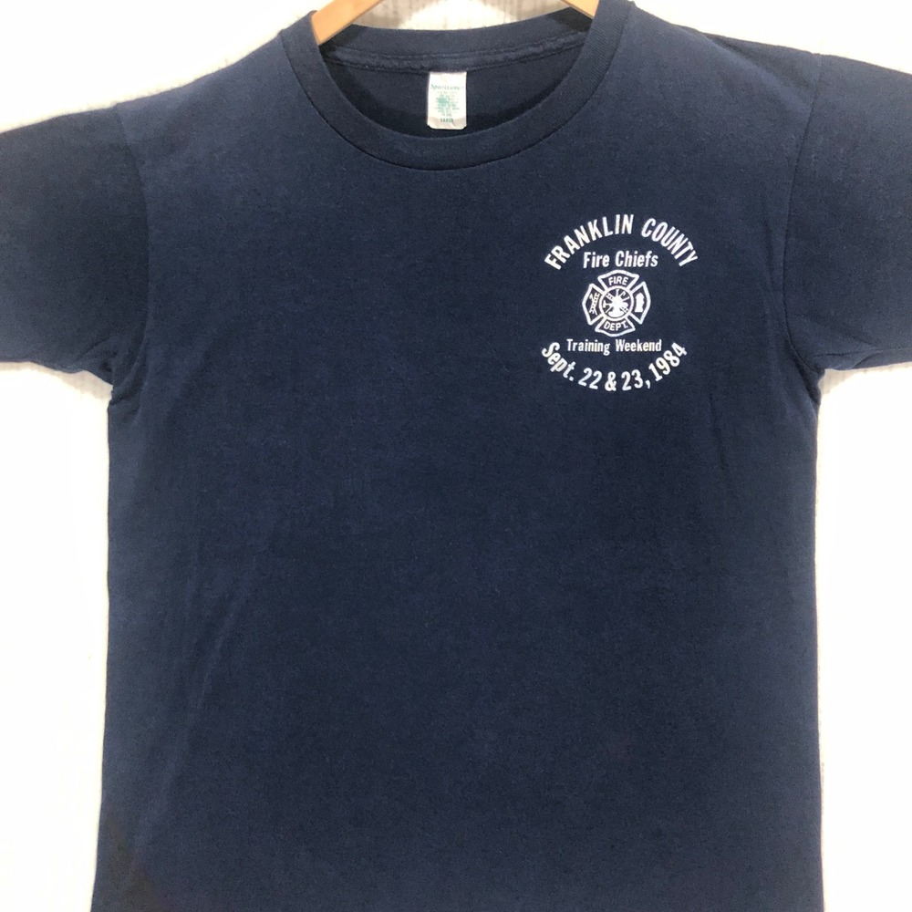 Vintage Fire Dept T-Shirt‎ Franklin County Training 1984 Sportswear Size Large